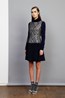 Chatto Dress - Brocade . Long Long Sleeve Polo - Blue.