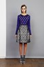Wintour Jumper - Blue . Shrimp Skirt - Brocade.