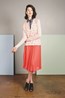 Bond Cardigan - Pink. Arcade Shirt - Blush . Sunray Skirt - Coral.