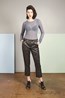 Long Long Sleeve Crew - Lake Blue. Watson  Trouser - Silver Lurex.