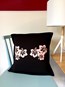 Pink Hibiscus Cushion - Black