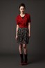 04. Felix Cardigan - Red . Galaxy T - Black . Harris Skirt - Green