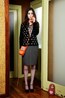 SPICER CARDIGAN - BLACK. BLACKPOOL JUMPER - STONE. PINKIE SKIRT - GREY.