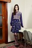 ROSE SHIRT - LILAC. OLIVE SKIRT - BLUE.