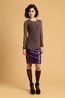 18. Baroque Jumper - Grey . Gin Dress - Purple.